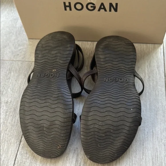 Hogan Fussbett Women's Brown Leather Gladiator Sandals size 6.5 support footbed - Picture 8 of 10